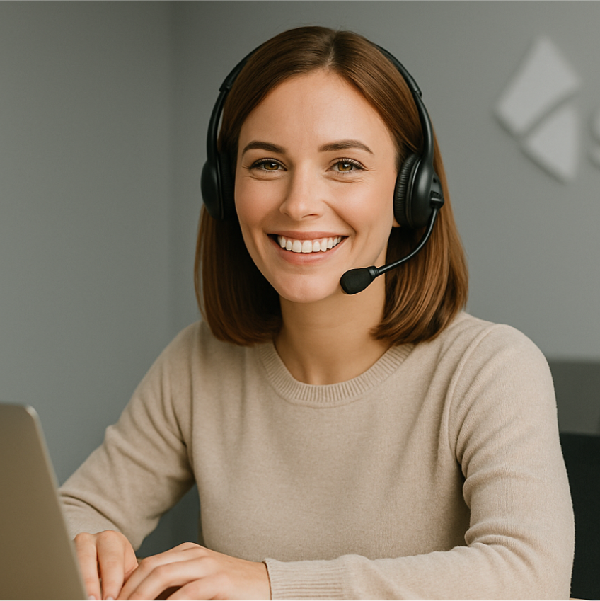 A support specialist working from a laptop