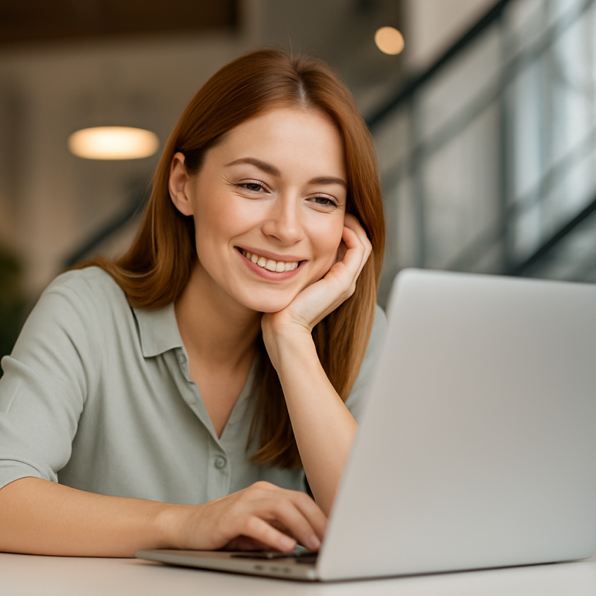 A content editor reviewing an article on a laptop